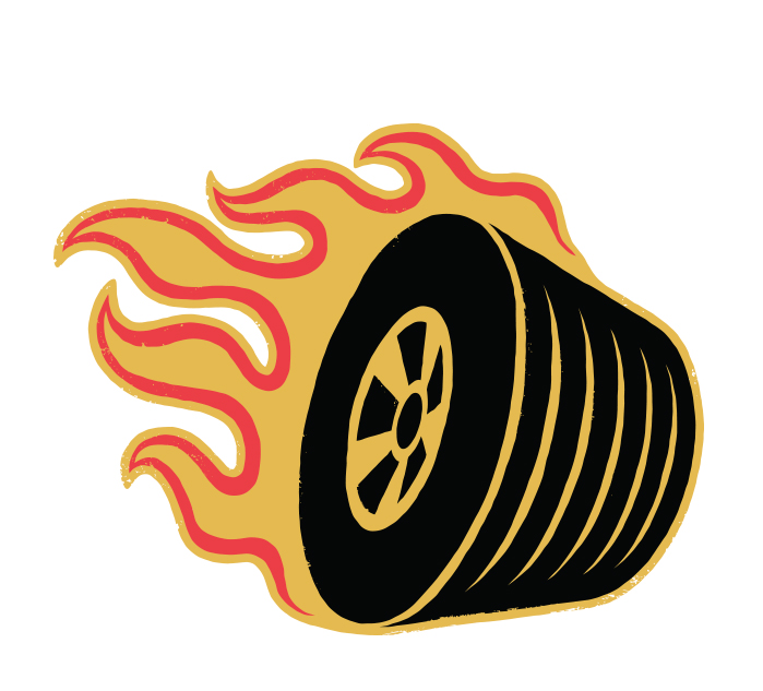 Hot Wheels Body Shop flaming wheel icon